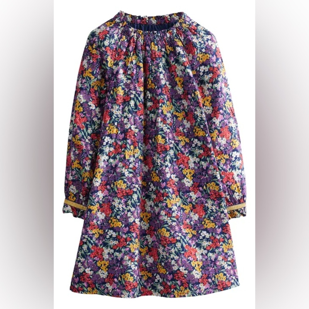 Mini Boden Gathered Neck Line, Floral Dress